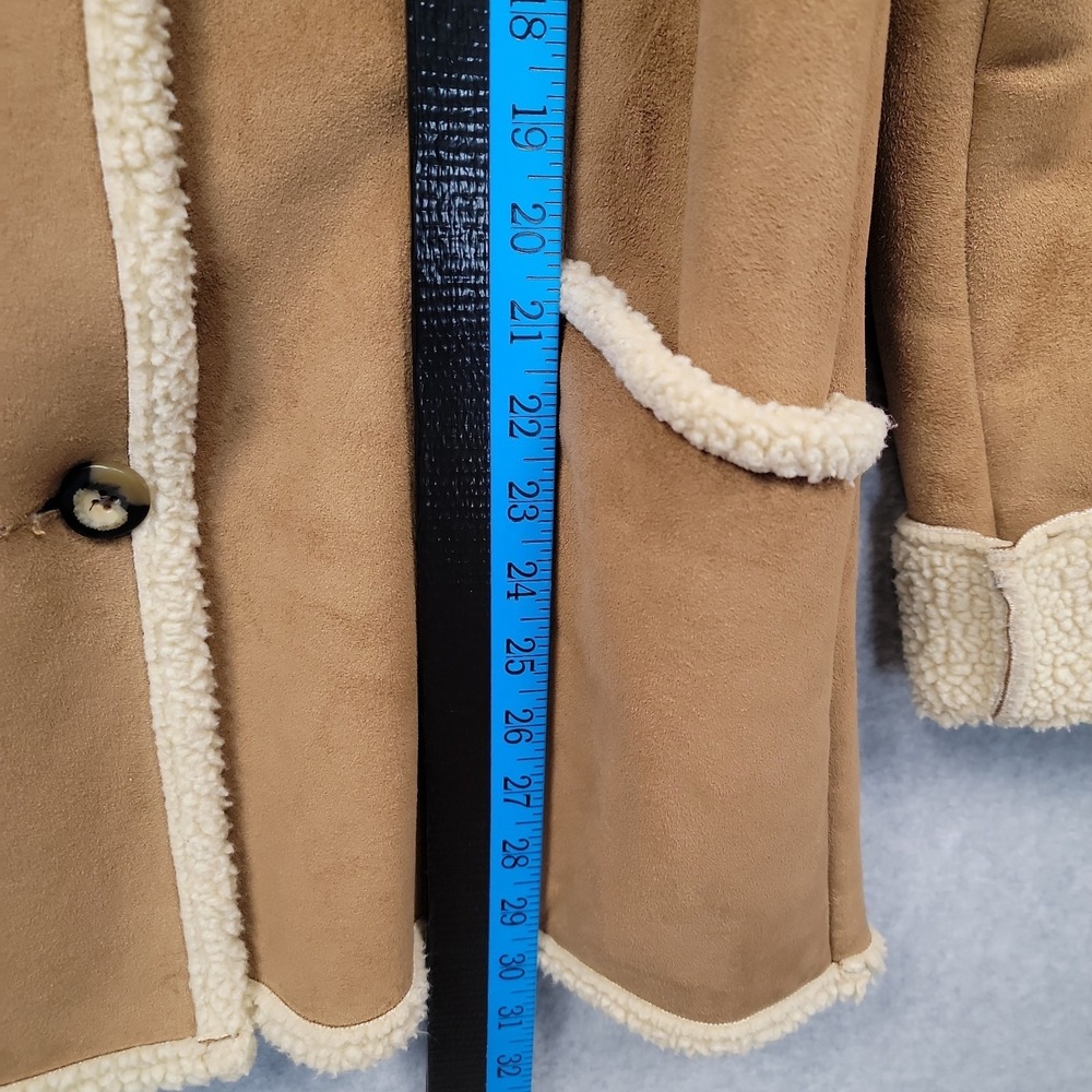 Vtg LL Bean Sherpa Lined Womens Faux Suede Shearling Jacket Coat Tan Brown Sz M - Picture 11 of 15